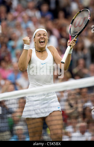 Sabine Lisicki (GER) celebrates after victory during the 2011 Wimbledon Tennis Championships  Stock Photo