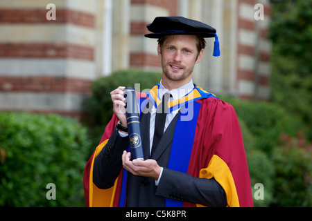 True Blood actor Alexander Skarsgard receives an Honorary Doctorate of Art award from Leeds Metropolitan University Stock Photo
