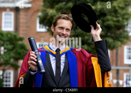 True Blood actor Alexander Skarsgard receives an Honorary Doctorate of Art award from Leeds Metropolitan University Stock Photo