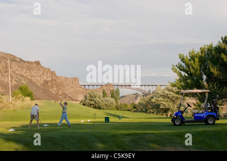 Golfers at Twin Falls, Idaho Stock Photo