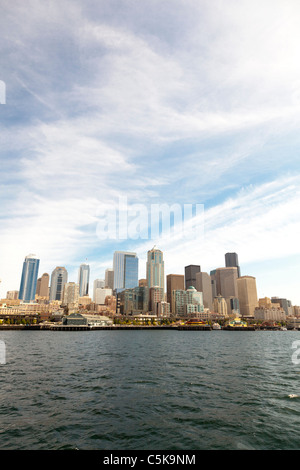 Daytime view of Seattle Skyline from water Washington USA Stock Photo