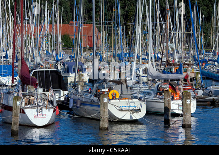 Sailing boats in the Travemünde harbour, Hanseatic town Lübeck, Germany Stock Photo