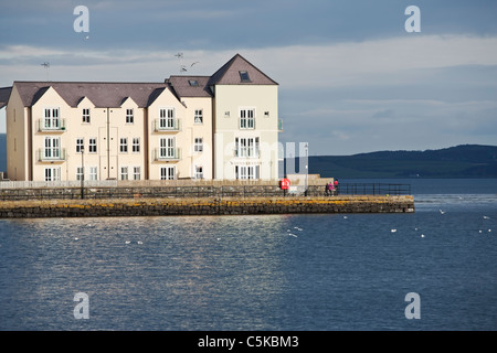 Modern waterfront apartments on the eastern shore of Strangford Lough at Killyleagh, County Down, Northern Ireland Stock Photo