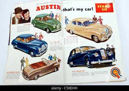 Illustration of 1953 Austin classic cars from 'The Autocar' magazine of 23rd October 1953 Stock Photo
