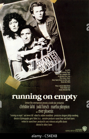 Running on Empty  Year : 1988 Director : Sidney Lumet  Movie poster (USA) Stock Photo