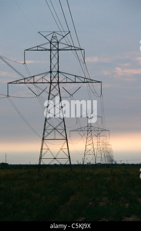 power lines, midland, TX Stock Photo