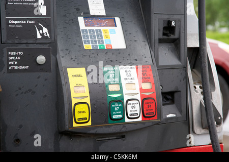 fuel gas station automatic petrol pump in canada Stock Photo