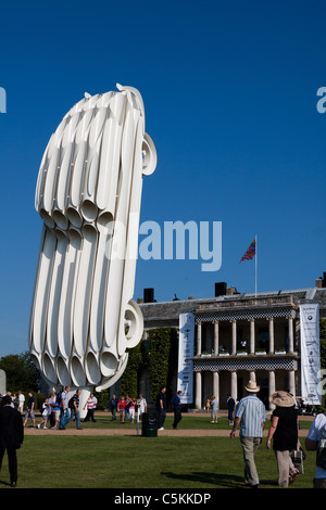 The Jaguar sculpture at Goodwood Festival of Speed 2011 - This marks 50 years of the Jaguar E Type opposite Goodwood House Stock Photo