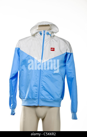 Nike Air windrunner sportswear men's nylon rain jacket full zip with hood. Stock Photo