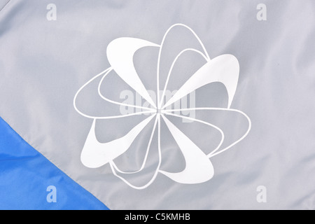 Men's Nike Windrunner jacket in blue/grey with Pinwheel logo detail and Nike Swoosh logo. Stock Photo