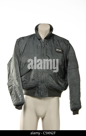 Men's Schott brand bomber jacket, military flight jacket as worn by pilots in the air force. Stock Photo
