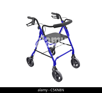 Walker with hand brakes isolated on white. Stock Photo