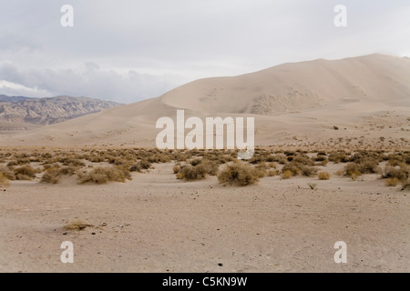 Blowing sand across the Eureka Dunes, Death Valley, CA Stock Photo