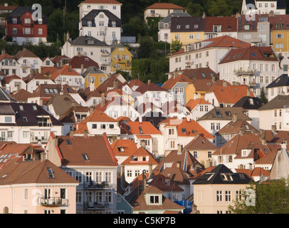 Houses on a hillside, Bergen, Norway Stock Photo