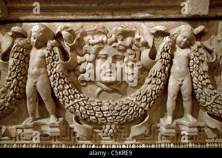 Sarcophagus Tomb Medallion Roman Perge Perga 2 Cent AD Turkey Stock Photo