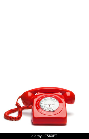 Old-fashioned red phone Stock Photo