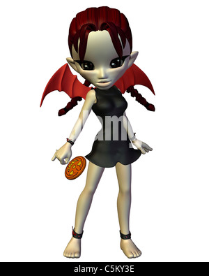 Cute Toon Halloween Devil with Lollipop Stock Photo