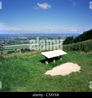 The view over Severn Vale, Coaley Peak viewpoint near Nympsfield, Gloucestershire, Cotswolds, England, UK, Europe Stock Photo