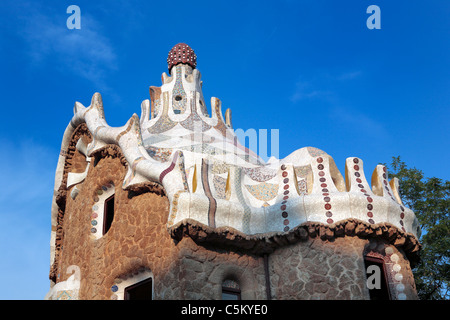 Pavillion of Park Guell, Barcelona, Catalonia, Spain Stock Photo