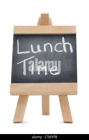 Chalkboard with the words lunch time written on it Stock Photo