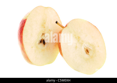 Halved blush Forelle pear Stock Photo