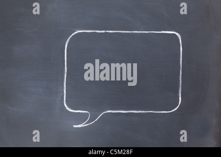 Empty square speech bubble on a blackboard Stock Photo