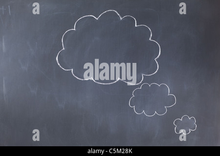 Empty cloud bubbles on a blackboard Stock Photo