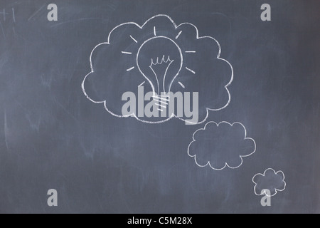 Cloud bubbles on a blackboard Stock Photo