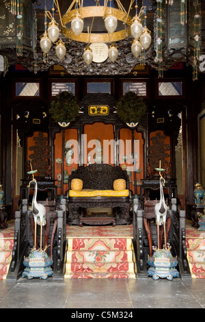 Throne in The Hall of Dispelling Clouds (Paiyun Dian) at the Summer Palace in Beijing. China. Stock Photo