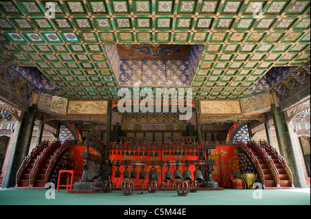 The Grand Stage (and painted decorated ceiling) / Daxi Lou / in the Performance building. Summer Palace, Beijing China. Stock Photo