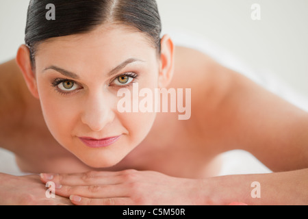 Beautiful brunette enjoying the relaxation Stock Photo