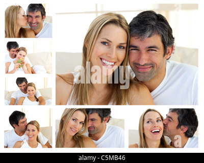 Collage of a middle-aged couple enjoying the moment Stock Photo