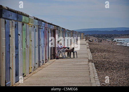 Colourful beach huts, Milford-on-Sea, Hampshire, England, United Kingdom Stock Photo