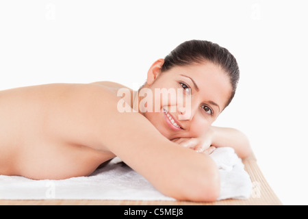 Dark-haired woman in a spa Stock Photo
