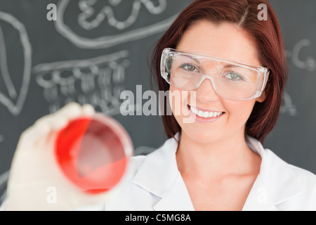 Close up of a gorgeous scientist looking at a petri dish Stock Photo