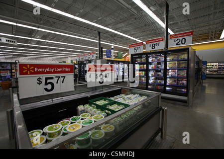 Dairy section of a Walmart supercenter in Kitchener, On, Canada 2011 Stock Photo