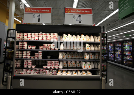 Dairy section of a Walmart supercenter in Kitchener, On, Canada 2011 Stock Photo