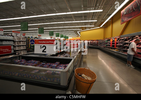 Meat and grocery section in Walmart supercenter in Kitchener Ontario Canada 2011 Stock Photo