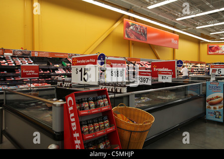 Meat and grocery section in Walmart supercenter in Kitchener Ontario Canada 2011 Stock Photo