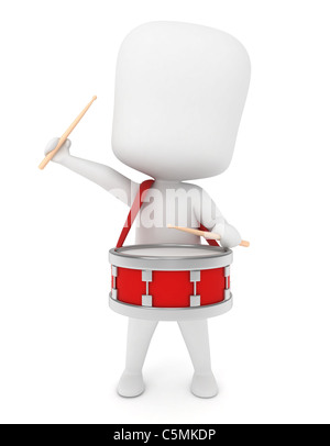 3D Illustration of a Kid Playing with a Drum Stock Photo