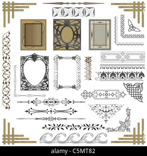 Set of vector borders, dividers and frames Stock Photo