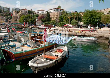 Antalya Turkey old port harbor Kaleici boat  town Stock Photo