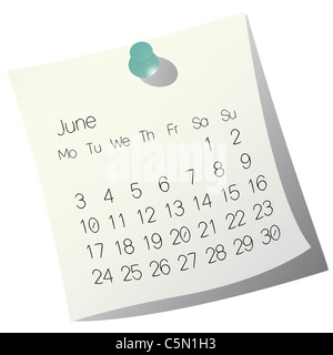 2013 June calendar on white paper Stock Photo