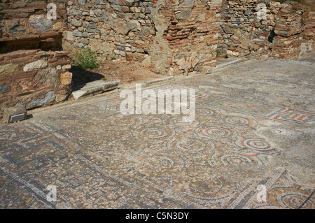 Mosaic floor along the ancient street of Curetes Ephesus Turkey Stock Photo