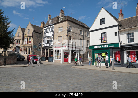 Shops in Red Lion Square in central Stamford, Lincolnshire, UK. Stock Photo