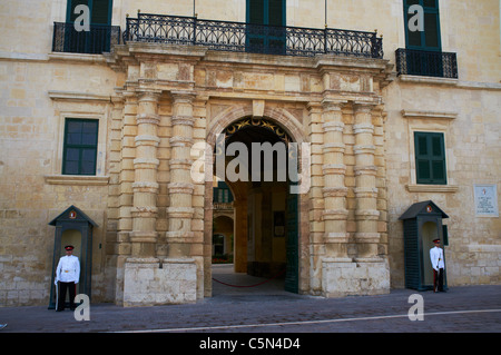 Exterior of the Grand Master's Palace now the Presidential Office and Malta's Parliament house Valletta Malta Stock Photo