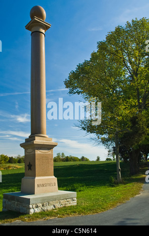 General Mansfield was killed here.(East Woods) Antietam national battlefield. Maryland. Maj. Gen. Joseph K. F. Mansfield Stock Photo