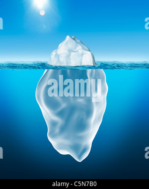 Conceptual 3D illustration: tip of the iceberg. Stock Photo