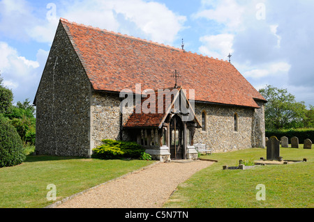 Church of St Mary at Little Laver a Church of England village parish church graveyard & porch grade 2 listed building in Essex countryside England UK Stock Photo