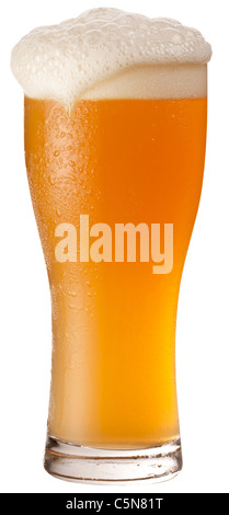 Frosty glass of unfiltered beer isolated on a white background. File contains a path to cut. Stock Photo